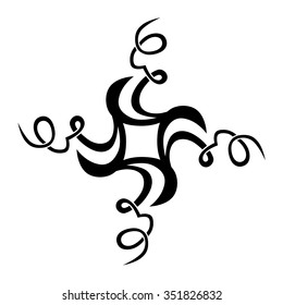 Tribal tattoo vector design sketch art cross pattern. Simple logo. Designer isolated abstract element for arm, leg, shoulder men and women on white background.