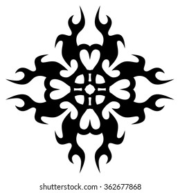 Tribal tattoo vector design sketch art cross pattern. Simple logo. Designer isolated abstract element for arm, leg, shoulder men and women on white background.