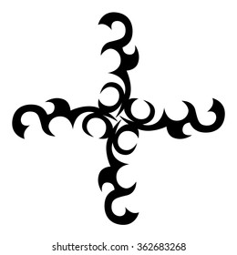 Tribal tattoo vector design sketch art cross pattern. Simple logo. Designer isolated abstract element for arm, leg, shoulder men and women on white background.