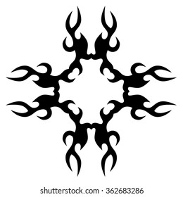 Tribal tattoo vector design sketch art cross pattern. Simple logo. Designer isolated abstract element for arm, leg, shoulder men and women on white background.