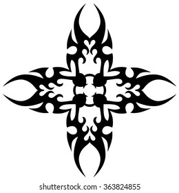 Tribal tattoo vector design sketch art cross pattern. Simple logo. Designer isolated abstract element for arm, leg, shoulder men and women on white background.
