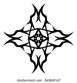 Tribal tattoo vector design sketch art cross pattern. Simple logo. Designer isolated abstract element for arm, leg, shoulder men and women on white background.