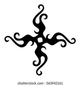 Tribal tattoo vector design sketch art cross pattern. Simple logo. Designer isolated abstract element for arm, leg, shoulder men and women on white background.