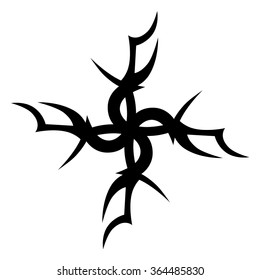 Tribal tattoo vector design sketch art cross pattern. Simple logo. Designer isolated abstract element for arm, leg, shoulder men and women on white background.