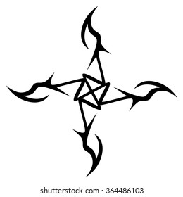 Tribal tattoo vector design sketch art cross pattern. Simple logo. Designer isolated abstract element for arm, leg, shoulder men and women on white background.