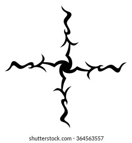 Tribal tattoo vector design sketch art cross pattern. Simple logo. Designer isolated abstract element for arm, leg, shoulder men and women on white background.