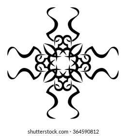 Tribal tattoo vector design sketch art cross pattern. Simple logo. Designer isolated abstract element for arm, leg, shoulder men and women on white background.