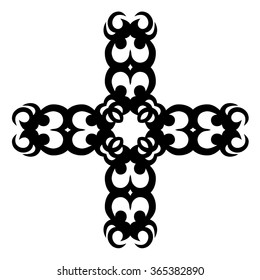 Tribal tattoo vector design sketch art cross pattern. Simple logo. Designer isolated abstract element for arm, leg, shoulder men and women on white background.