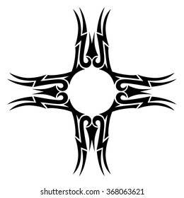 Tribal tattoo vector design sketch art cross pattern. Simple logo. Designer isolated abstract element for arm, leg, shoulder men and women on white background.