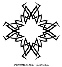 Tribal tattoo vector design sketch art cross pattern. Simple logo. Designer isolated abstract element for arm, leg, shoulder men and women on white background.