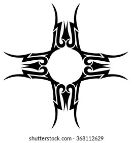 Tribal tattoo vector design sketch art cross pattern. Simple logo. Designer isolated abstract element for arm, leg, shoulder men and women on white background.