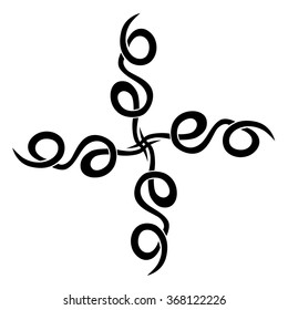 Tribal tattoo vector design sketch art cross pattern. Simple logo. Designer isolated abstract element for arm, leg, shoulder men and women on white background.