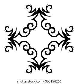 Tribal tattoo vector design sketch art cross pattern. Simple logo. Designer isolated abstract element for arm, leg, shoulder men and women on white background.