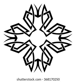 Tribal tattoo vector design sketch art cross pattern. Simple logo. Designer isolated abstract element for arm, leg, shoulder men and women on white background.