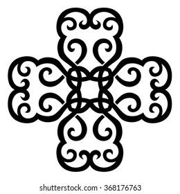 Tribal tattoo vector design sketch art cross pattern. Simple logo. Designer isolated abstract element for arm, leg, shoulder men and women on white background.