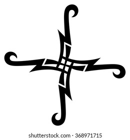 Tribal tattoo vector design sketch art cross pattern. Simple logo. Designer isolated abstract element for arm, leg, shoulder men and women on white background.