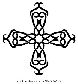 Tribal tattoo vector design sketch art cross pattern. Simple logo. Designer isolated abstract element for arm, leg, shoulder men and women on white background.