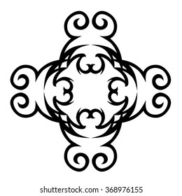 Tribal tattoo vector design sketch art cross pattern. Simple logo. Designer isolated abstract element for arm, leg, shoulder men and women on white background.