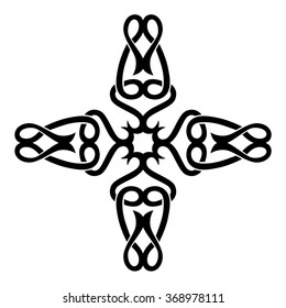 Tribal tattoo vector design sketch art cross pattern. Simple logo. Designer isolated abstract element for arm, leg, shoulder men and women on white background.