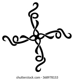 Tribal tattoo vector design sketch art cross pattern. Simple logo. Designer isolated abstract element for arm, leg, shoulder men and women on white background.