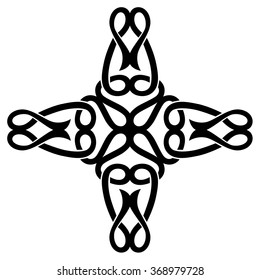 Tribal tattoo vector design sketch art cross pattern. Simple logo. Designer isolated abstract element for arm, leg, shoulder men and women on white background.