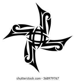 Tribal tattoo vector design sketch art cross pattern. Simple logo. Designer isolated abstract element for arm, leg, shoulder men and women on white background.