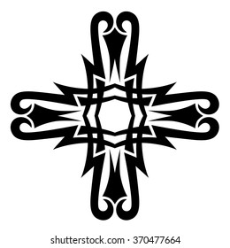 Tribal tattoo vector design sketch art cross pattern. Simple logo. Designer isolated abstract element for arm, leg, shoulder men and women on white background.