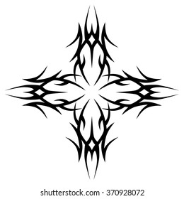 Tribal tattoo vector design sketch art cross pattern. Simple logo. Designer isolated abstract element for arm, leg, shoulder men and women on white background.