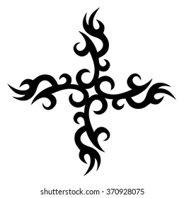 Tribal tattoo vector design sketch art cross pattern. Simple logo. Designer isolated abstract element for arm, leg, shoulder men and women on white background.