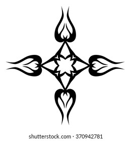 Tribal tattoo vector design sketch art cross pattern. Simple logo. Designer isolated abstract element for arm, leg, shoulder men and women on white background.