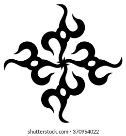 Tribal tattoo vector design sketch art cross pattern. Simple logo. Designer isolated abstract element for arm, leg, shoulder men and women on white background.