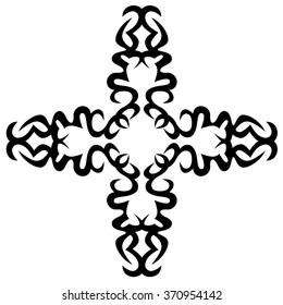 Tribal tattoo vector design sketch art cross pattern. Simple logo. Designer isolated abstract element for arm, leg, shoulder men and women on white background.