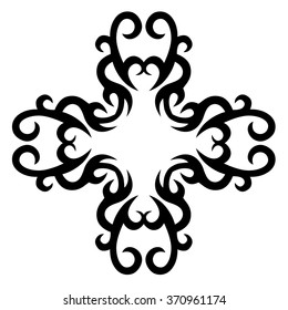 Tribal tattoo vector design sketch art cross pattern. Simple logo. Designer isolated abstract element for arm, leg, shoulder men and women on white background.