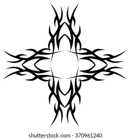 Tribal tattoo vector design sketch art cross pattern. Simple logo. Designer isolated abstract element for arm, leg, shoulder men and women on white background.