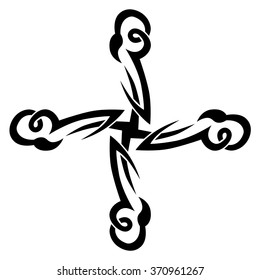 Tribal tattoo vector design sketch art cross pattern. Simple logo. Designer isolated abstract element for arm, leg, shoulder men and women on white background.