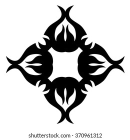 Tribal tattoo vector design sketch art cross pattern. Simple logo. Designer isolated abstract element for arm, leg, shoulder men and women on white background.