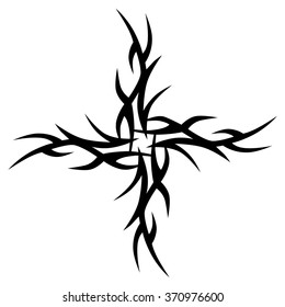 Tribal tattoo vector design sketch art cross pattern. Simple logo. Designer isolated abstract element for arm, leg, shoulder men and women on white background.