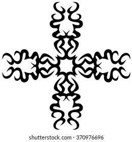 Tribal tattoo vector design sketch art cross pattern. Simple logo. Designer isolated abstract element for arm, leg, shoulder men and women on white background.