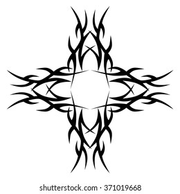 Tribal tattoo vector design sketch art cross pattern. Simple logo. Designer isolated abstract element for arm, leg, shoulder men and women on white background.
