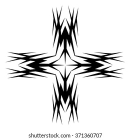 Tribal tattoo vector design sketch art cross pattern. Simple logo. Designer isolated abstract element for arm, leg, shoulder men and women on white background.