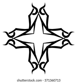 Tribal tattoo vector design sketch art cross pattern. Simple logo. Designer isolated abstract element for arm, leg, shoulder men and women on white background.