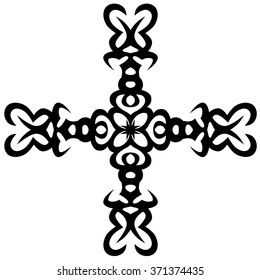 Tribal tattoo vector design sketch art cross pattern. Simple logo. Designer isolated abstract element for arm, leg, shoulder men and women on white background.