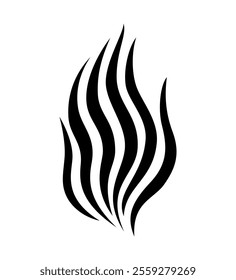 Tribal tattoo vector illustration of fire. Black curve hand drawn shapes on white background