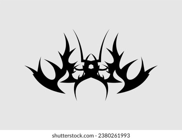 tribal tattoo vector, scary, sharp, monster, head, black, gothic, dragon, motology, decoration, creative, symmetrical