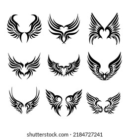 Tribal Tattoo Wings Design Element