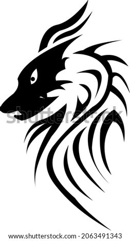 tribal tattoo wolf animal vector, art design sketch, scroll and swirl stilysh wolf tattoos stencil, wolf art celtic style design pattern