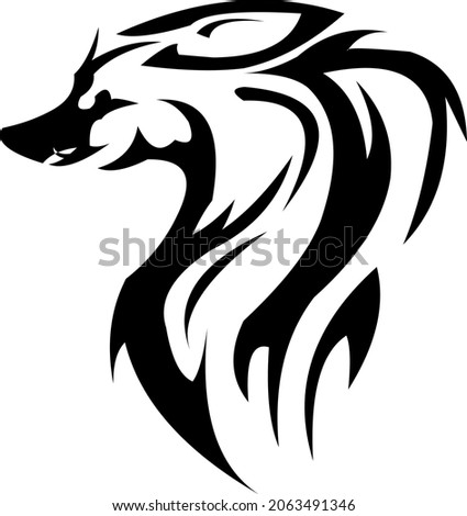 tribal tattoo wolf animal vector, art design sketch, scroll and swirl stilysh wolf tattoos stencil, wolf art celtic style design pattern