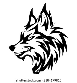 Tribal tattoo wolf head design