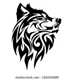 Tribal Tattoo Wolf Head Design