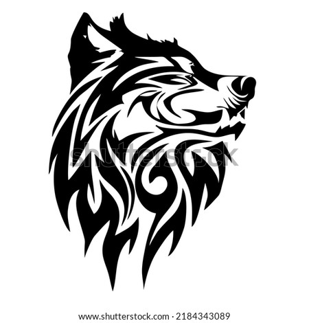 Tribal Tattoo Wolf Head Design